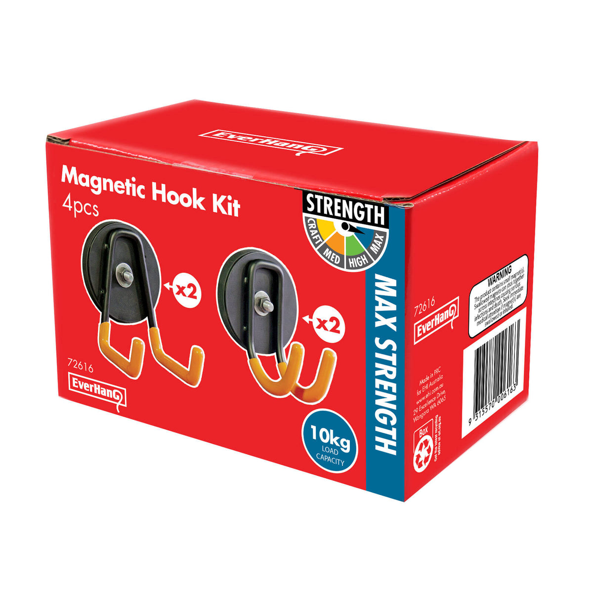 Everhang Magnetic Utility Hook Kit - 4 Pack - Image 2 of 7