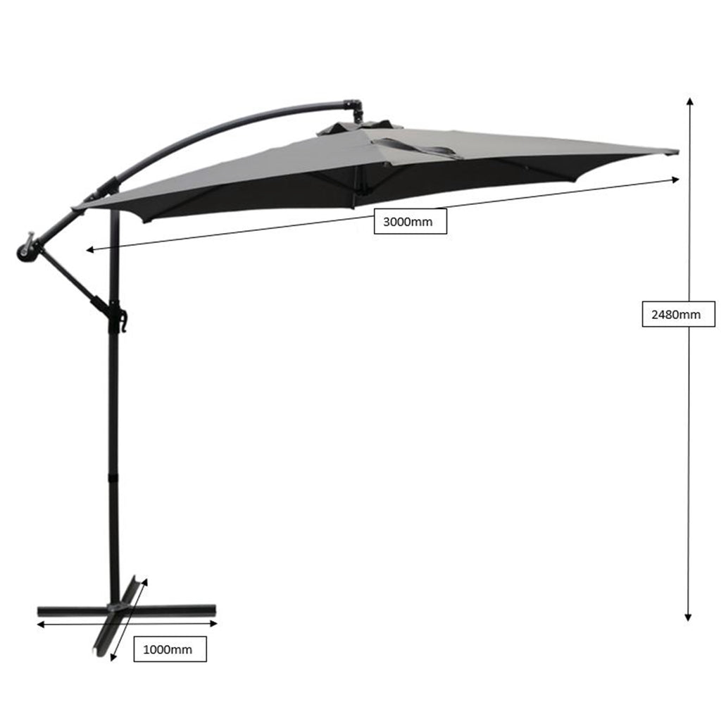 Marquee 3m Charcoal Cantilever Umbrella - Image 6 of 6