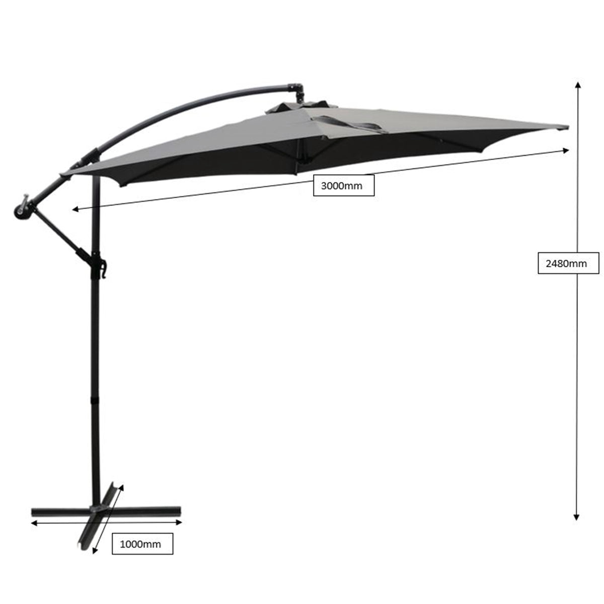 Marquee 3m Charcoal Cantilever Umbrella - Image 6 of 6