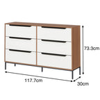 Astin Sinclair White &amp; Oak-Look Walton 6 Drawers Chest - Image 3 of 7