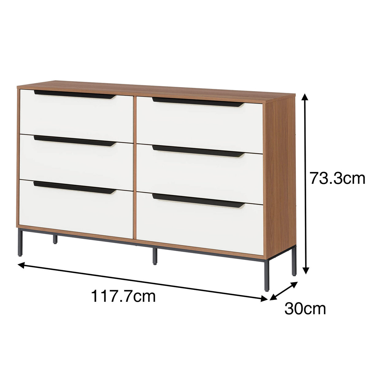 Astin Sinclair White &amp; Oak-Look Walton 6 Drawers Chest - Image 3 of 7