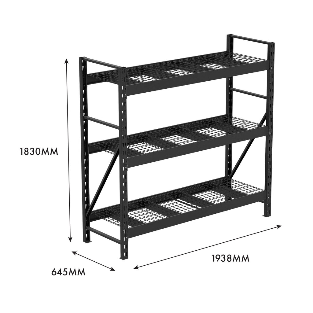 Rack It 1000kg 1938 x 1830 x 645mm Black 3 Shelf Starter Kit - Image 8 of 8