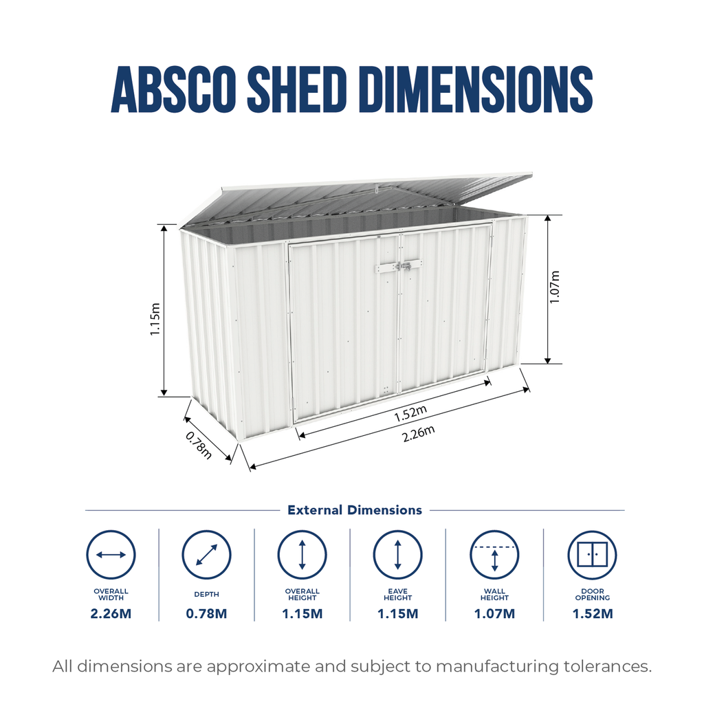 Absco Sheds 2.26 x 0.78 x 1.15m Wheelie Bin Cover - Image 2 of 19