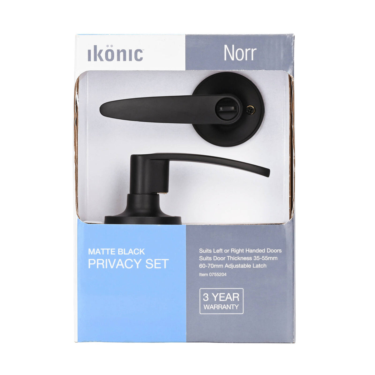 Ikonic Black Matte Norr Privacy Lever Set - Image 7 of 10