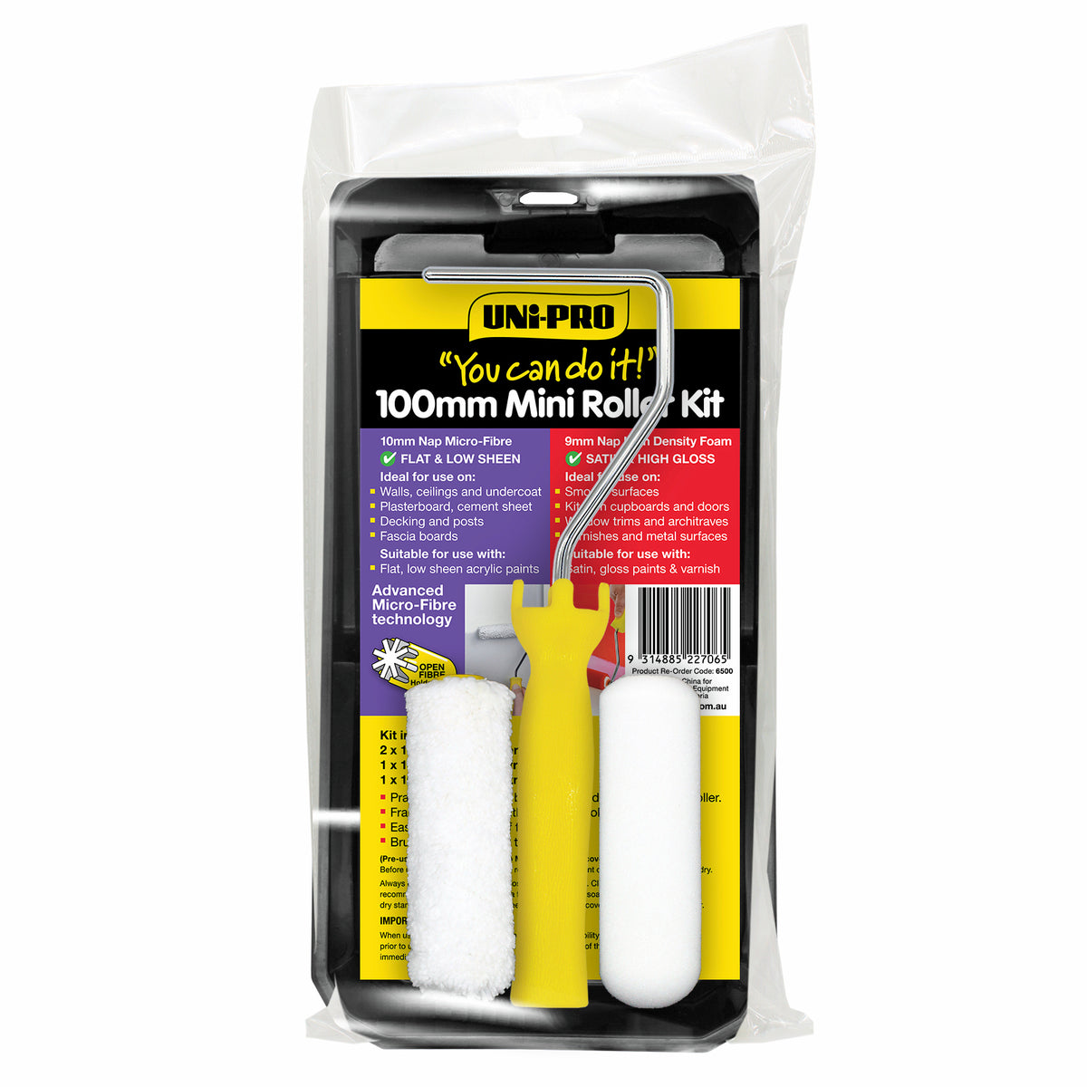 UNi-PRO 100mm You Can Do It Gloss And Low Sheen Mini Roller Kit 9mm Nap - Image 1 of 4