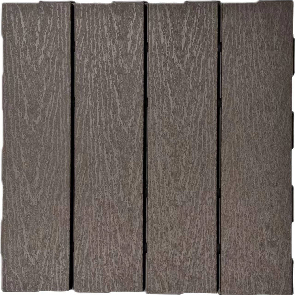 Syneco 30x30x2cm Polypropylene 4 Slats Decking Tile Dark Brown - 9 Pack - Image 6 of 6