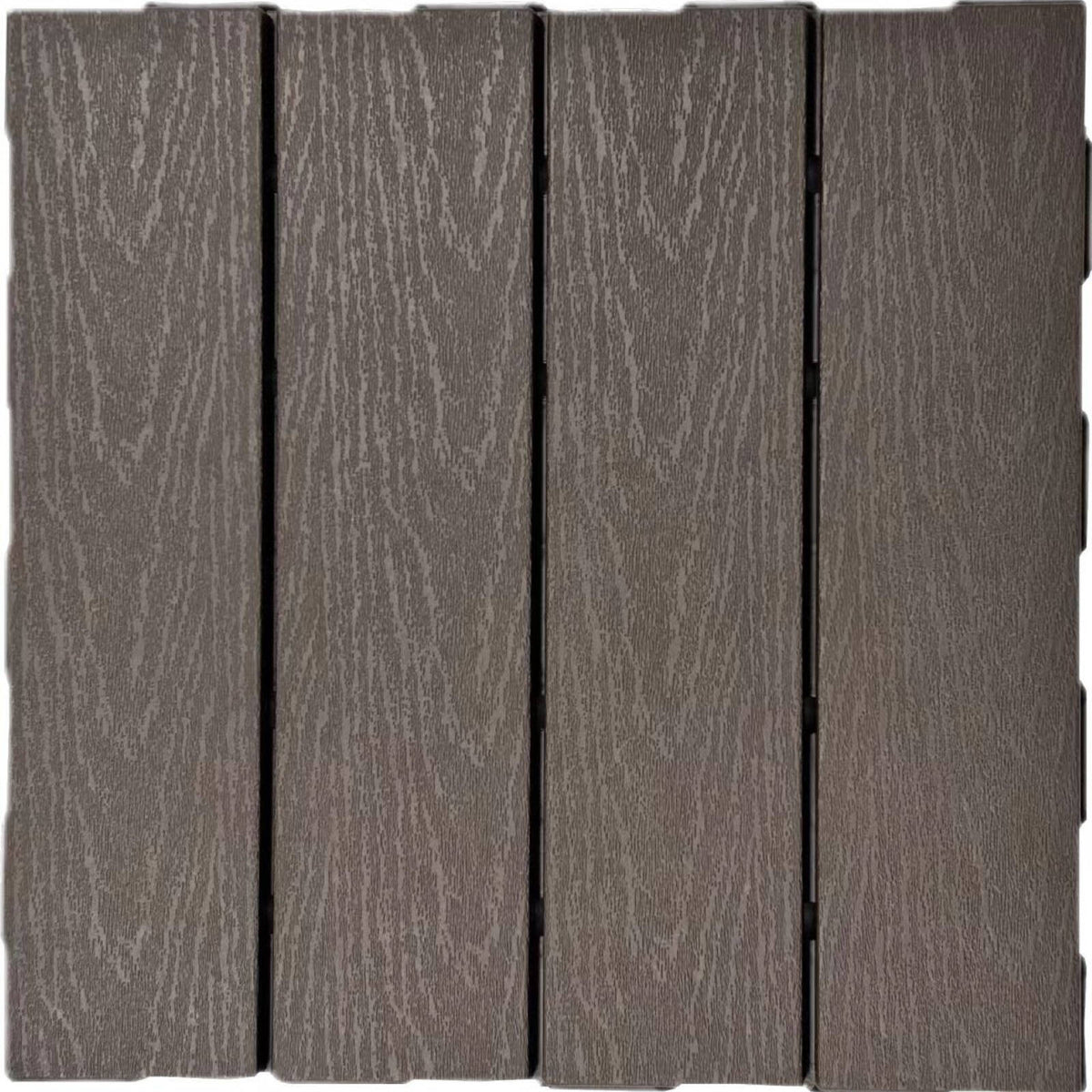 Syneco 30x30x2cm Polypropylene 4 Slats Decking Tile Dark Brown - 9 Pack - Image 6 of 6