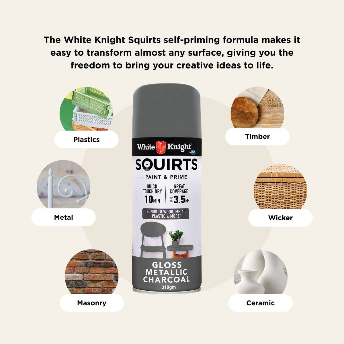 White Knight 310g Metallic Gloss Squirts Spray Paint - Image 17 of 25