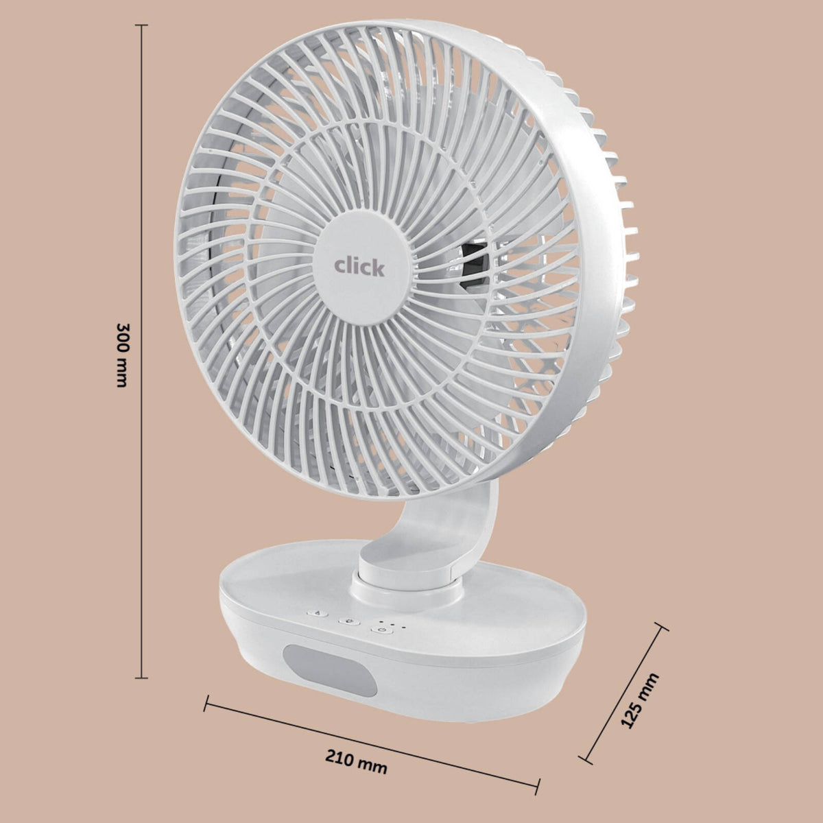 Click 16cm Rechargeable Desk Fan With Light - Image 4 of 6
