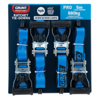 GRUNT 38mm x 5m Ratchet Tie Down Set - 4 Pack - Image 1 of 7