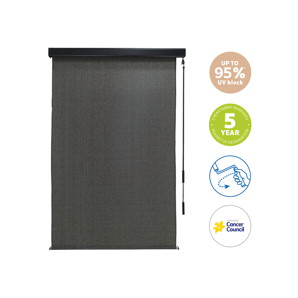 Coolaroo 1.5 x 2.4m Charcoal Crank Operated Outdoor Blind With Premium Pelmet - Image 7 of 10