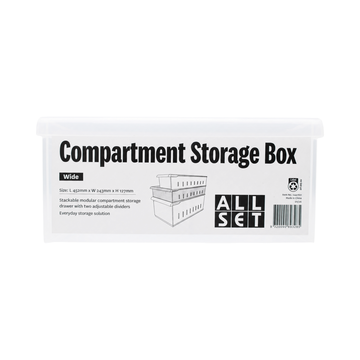 All Set Clear Wide Compartment Box With Two Dividers - Image 3 of 6