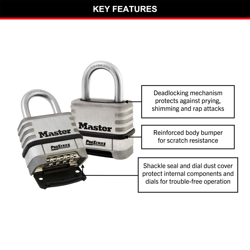 Master Lock Stainless Steel Combination Lock - Image 4 of 9