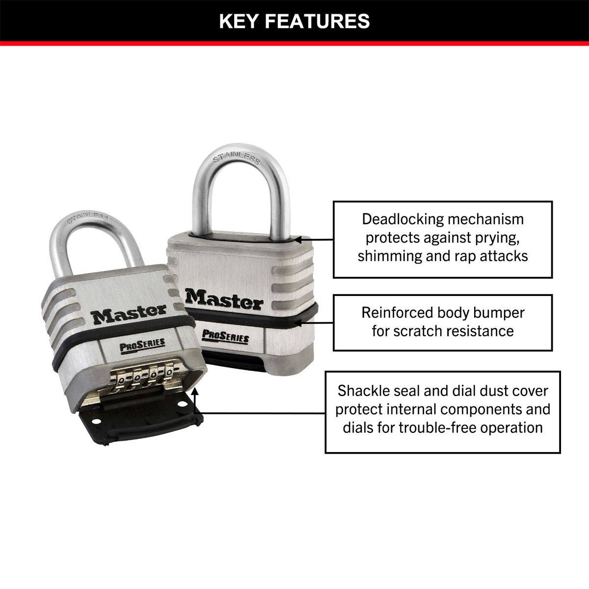 Master Lock Stainless Steel Combination Lock - Image 4 of 9