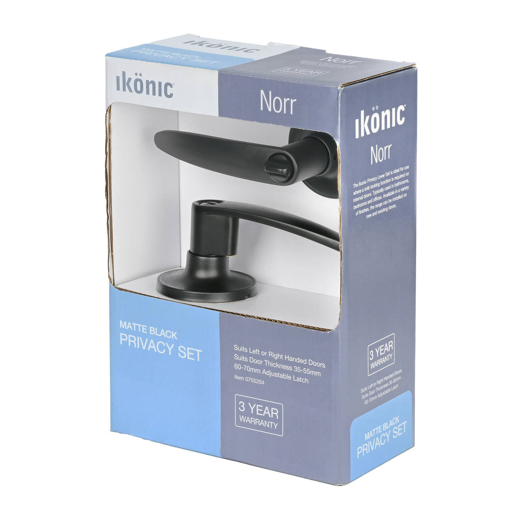 Ikonic Black Matte Norr Privacy Lever Set - Image 8 of 10