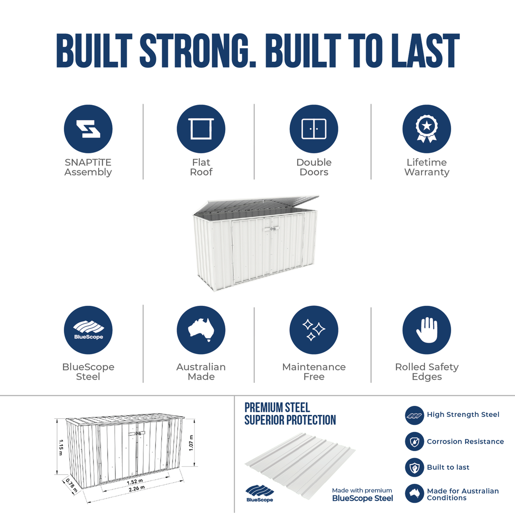 Absco Sheds 2.26 x 0.78 x 1.15m Wheelie Bin Cover - Image 7 of 19