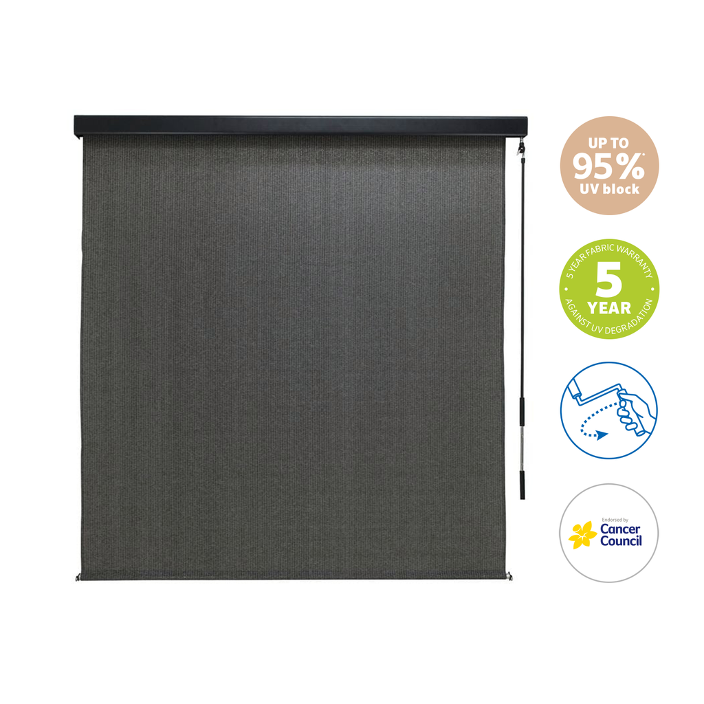 Coolaroo 1.8 x 2.4m Charcoal Crank Operated Outdoor Blind with Premium Pelmet - Image 7 of 10
