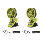 Ryobi USB Lithium Mini Clamp Fan 2Ah Kit - 2 Pack - Image 1 of 5