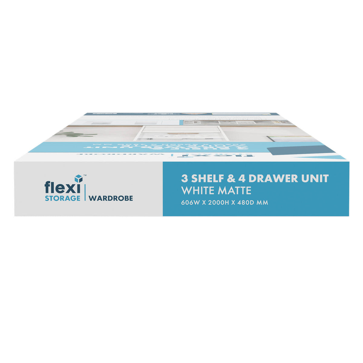 Flexi Storage Wardrobe 606 x 2000 x 480mm White Matte 3 Shelf and 4 Drawer Unit - Image 8 of 8