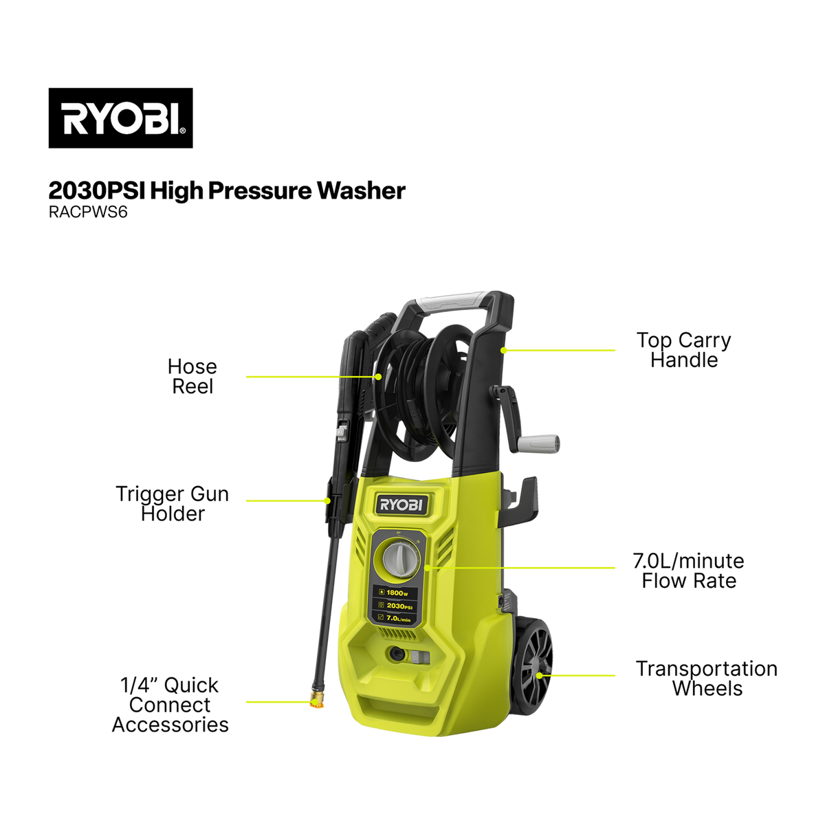 Ryobi 2030 PSI High Pressure Washer - Image 2 of 9