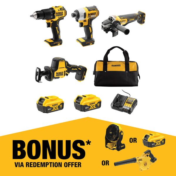 DeWALT 18V XR 5.0Ah 4 Piece Combo Kit DCZ409P2-XE