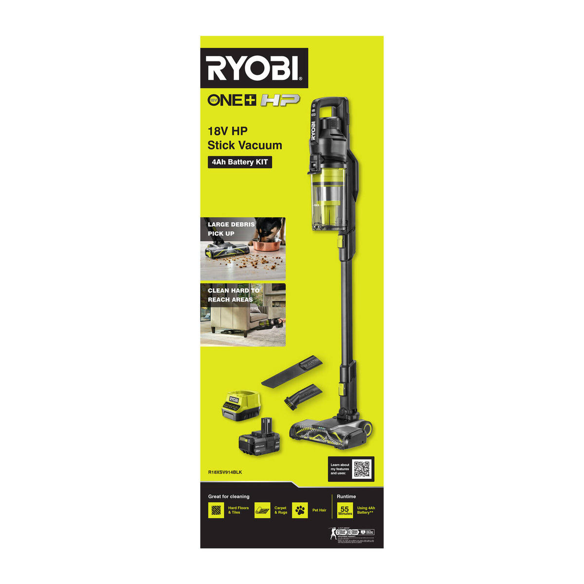 Ryobi 18V ONE+ HP Brushless Stick Vacuum 4Ah Kit R18XSV914BLK - Image 9 of 9