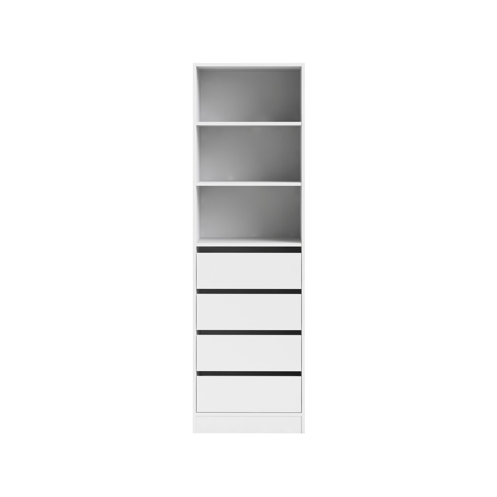 Flexi Storage Wardrobe 606 x 2000 x 480mm White Matte 3 Shelf and 4 Drawer Unit - Image 4 of 8