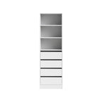 Flexi Storage Wardrobe 606 x 2000 x 480mm White Matte 3 Shelf and 4 Drawer Unit - Image 4 of 8