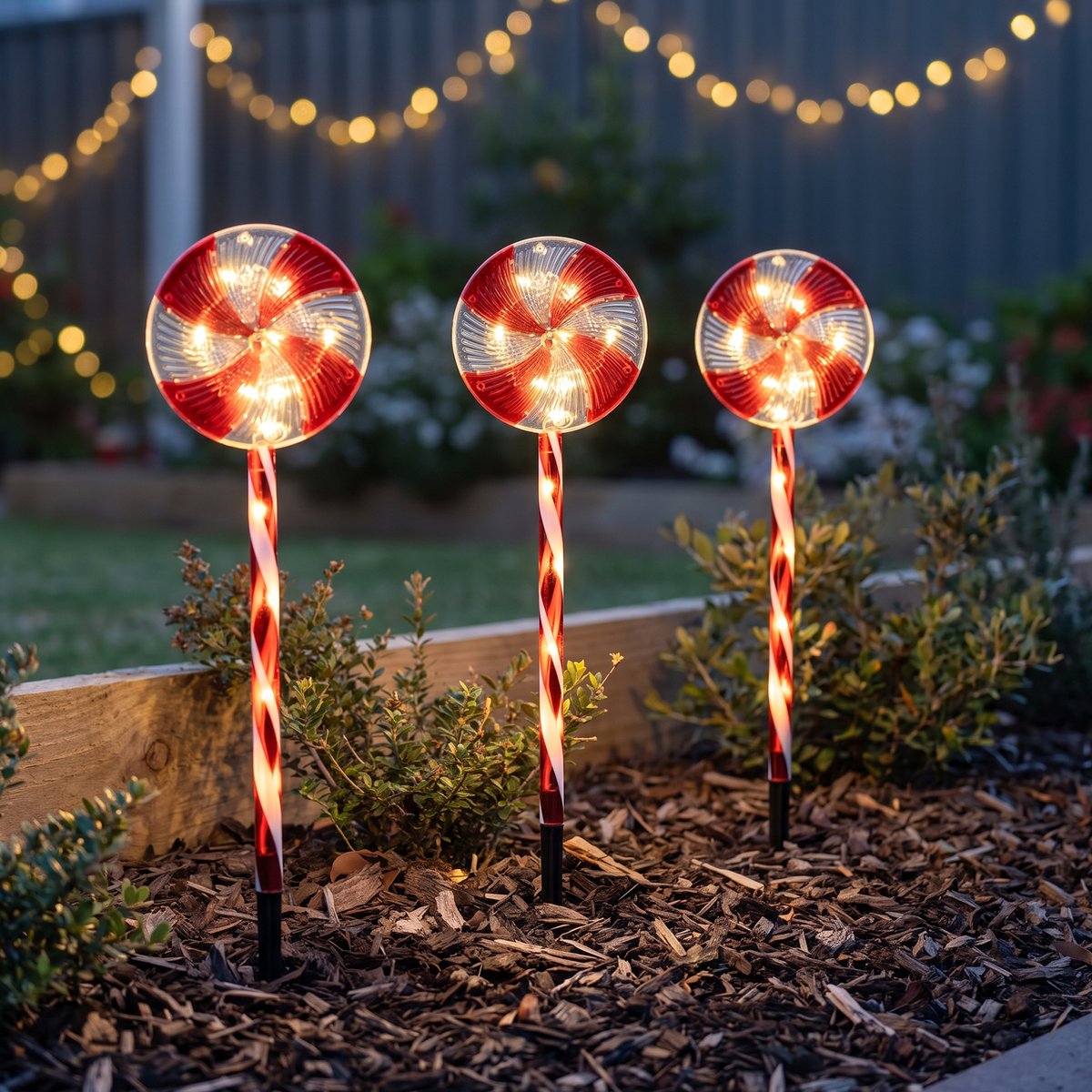 Arlec 46cm Battery Operated Candy Swirl Stake Light - Pack of 3 - Image 6 of 7