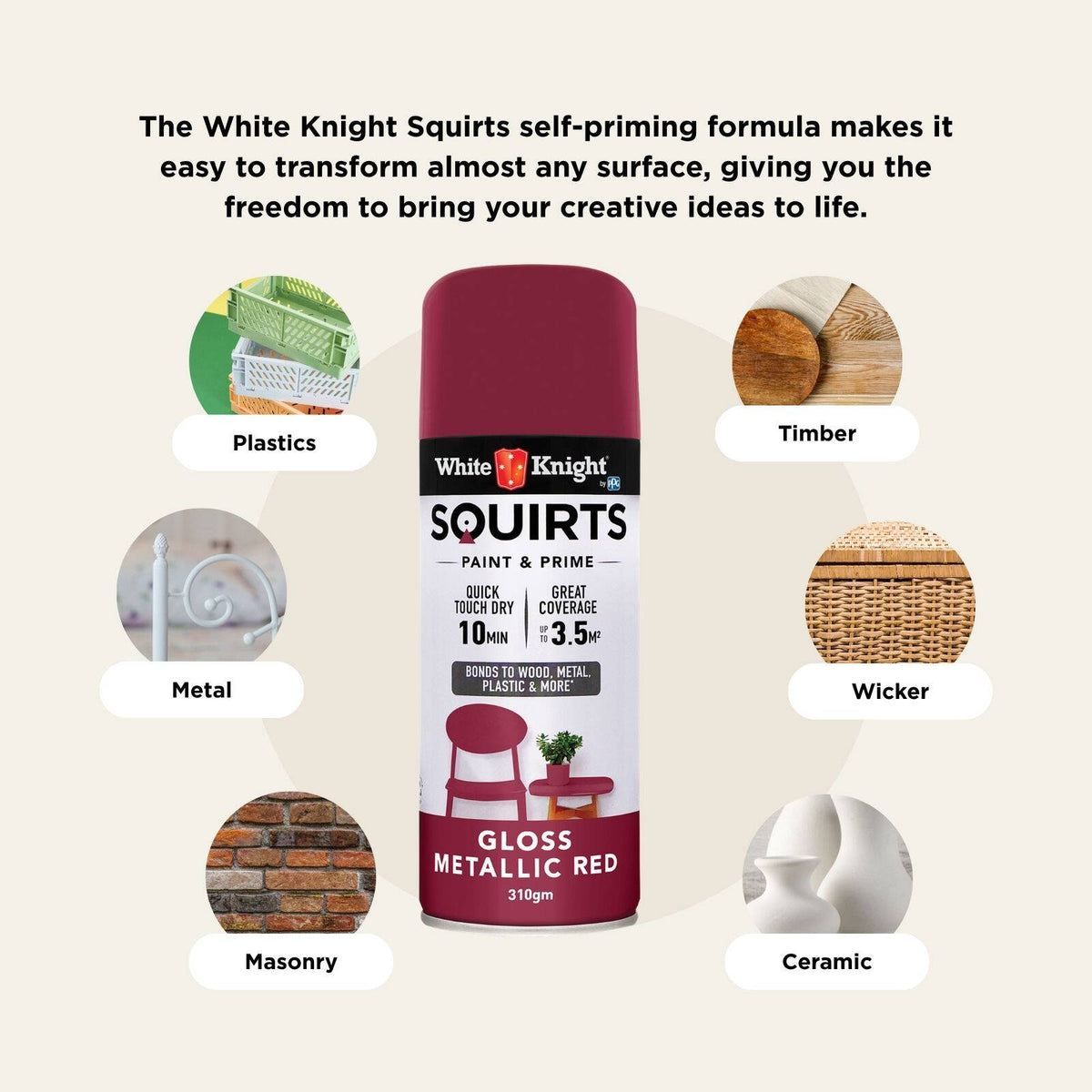 White Knight 310g Metallic Gloss Squirts Spray Paint - Image 11 of 25