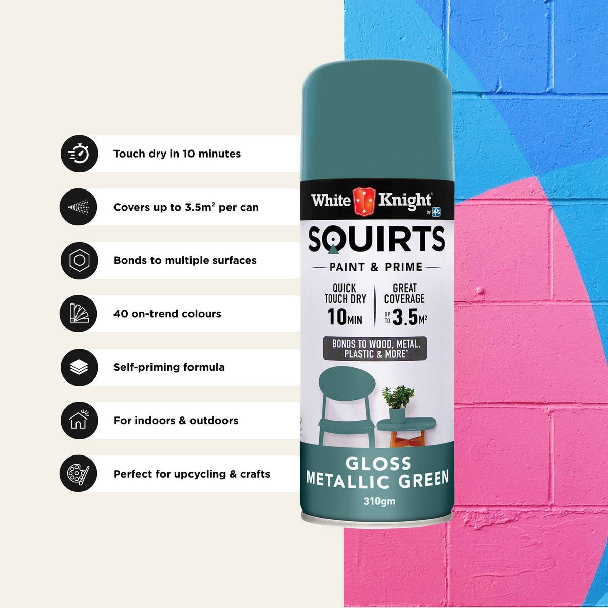 White Knight 310g Metallic Gloss Squirts Spray Paint - Image 4 of 25
