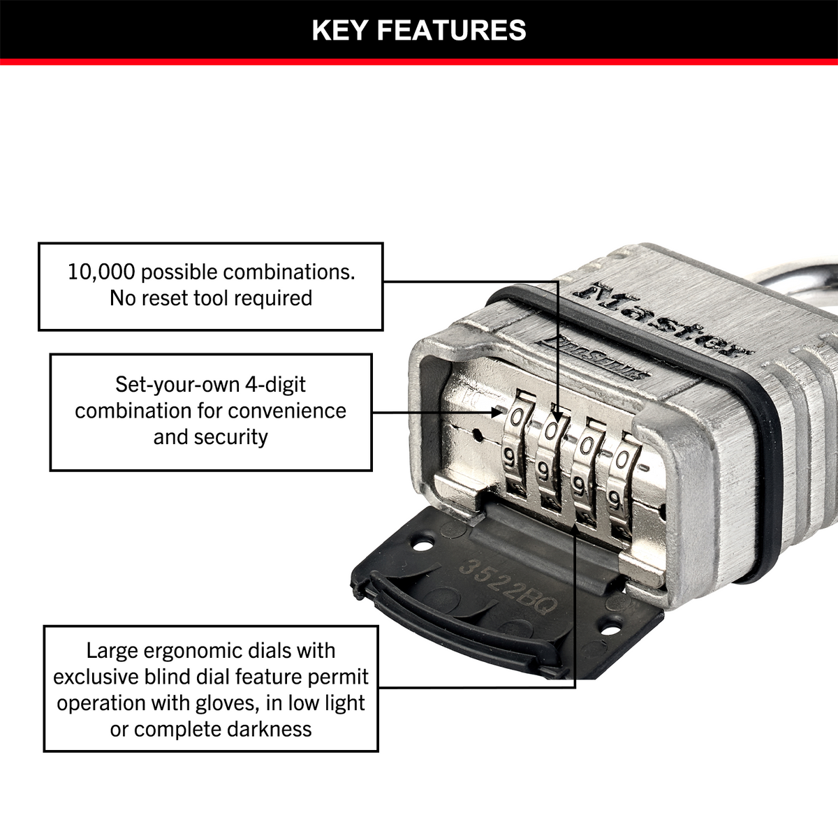 Master Lock Stainless Steel Combination Lock - Image 3 of 9