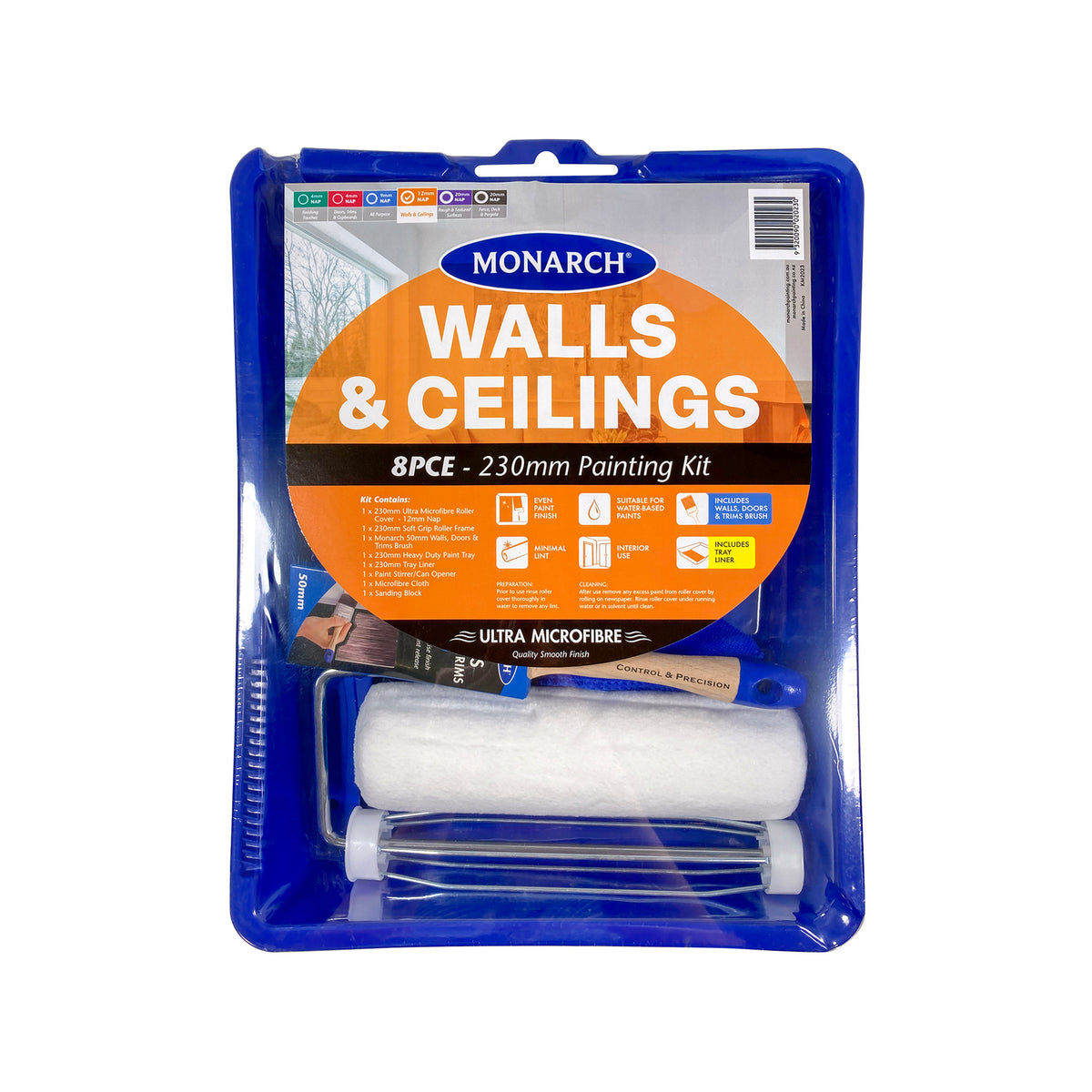 Monarch 230mm 8 Piece Walls &amp; Ceilings Ultra Microfibre Painting Kit - Image 1 of 1