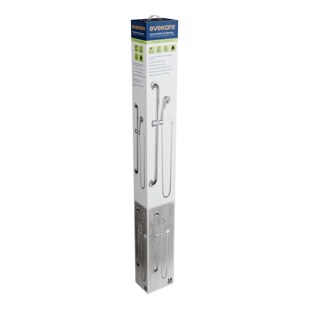 evekare 32 x 900mm Stainless Steel Grab Rail And 3 Function Shower With 2m Hose - Image 2 of 3
