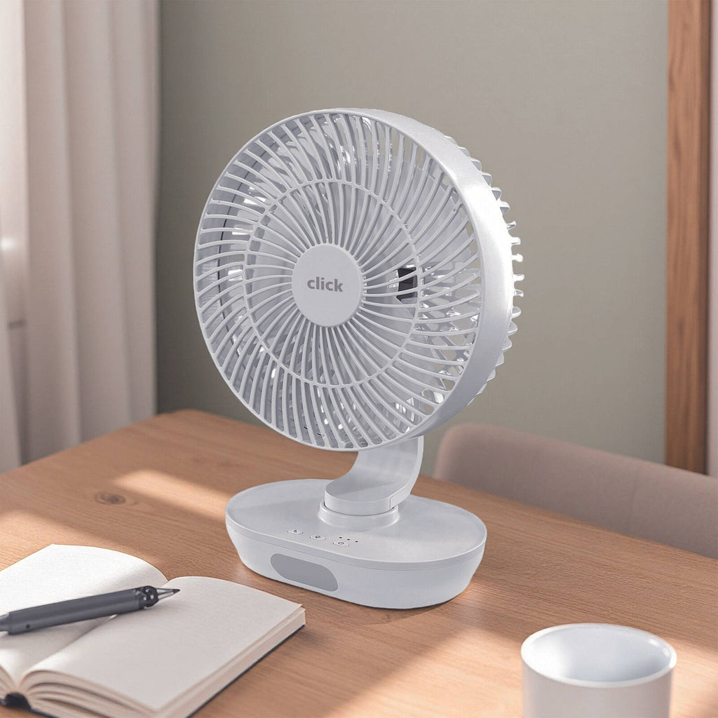 Click 16cm Rechargeable Desk Fan With Light - Image 6 of 6