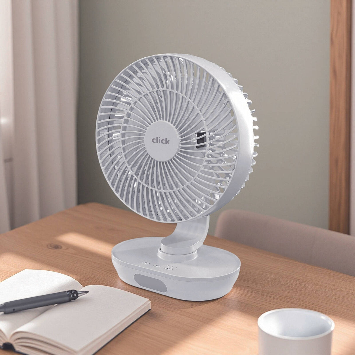 Click 16cm Rechargeable Desk Fan With Light - Image 6 of 6
