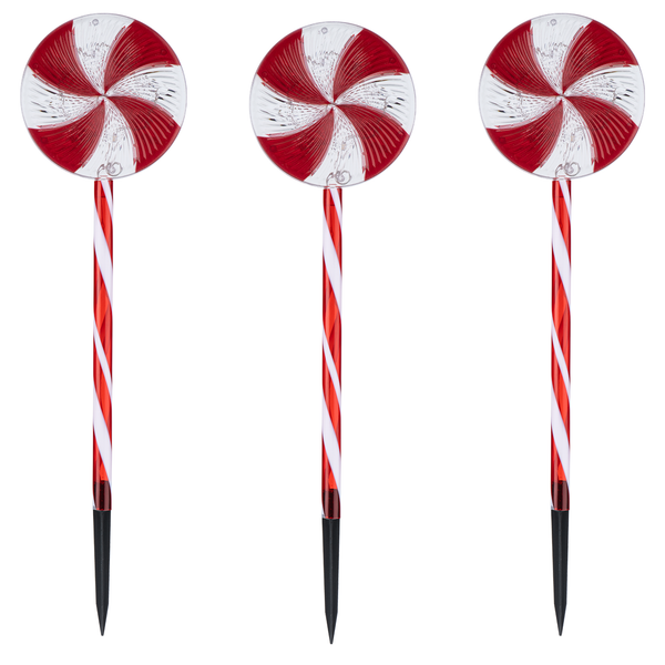 Arlec 46cm Battery Operated Candy Swirl Stake Light - Pack of 3