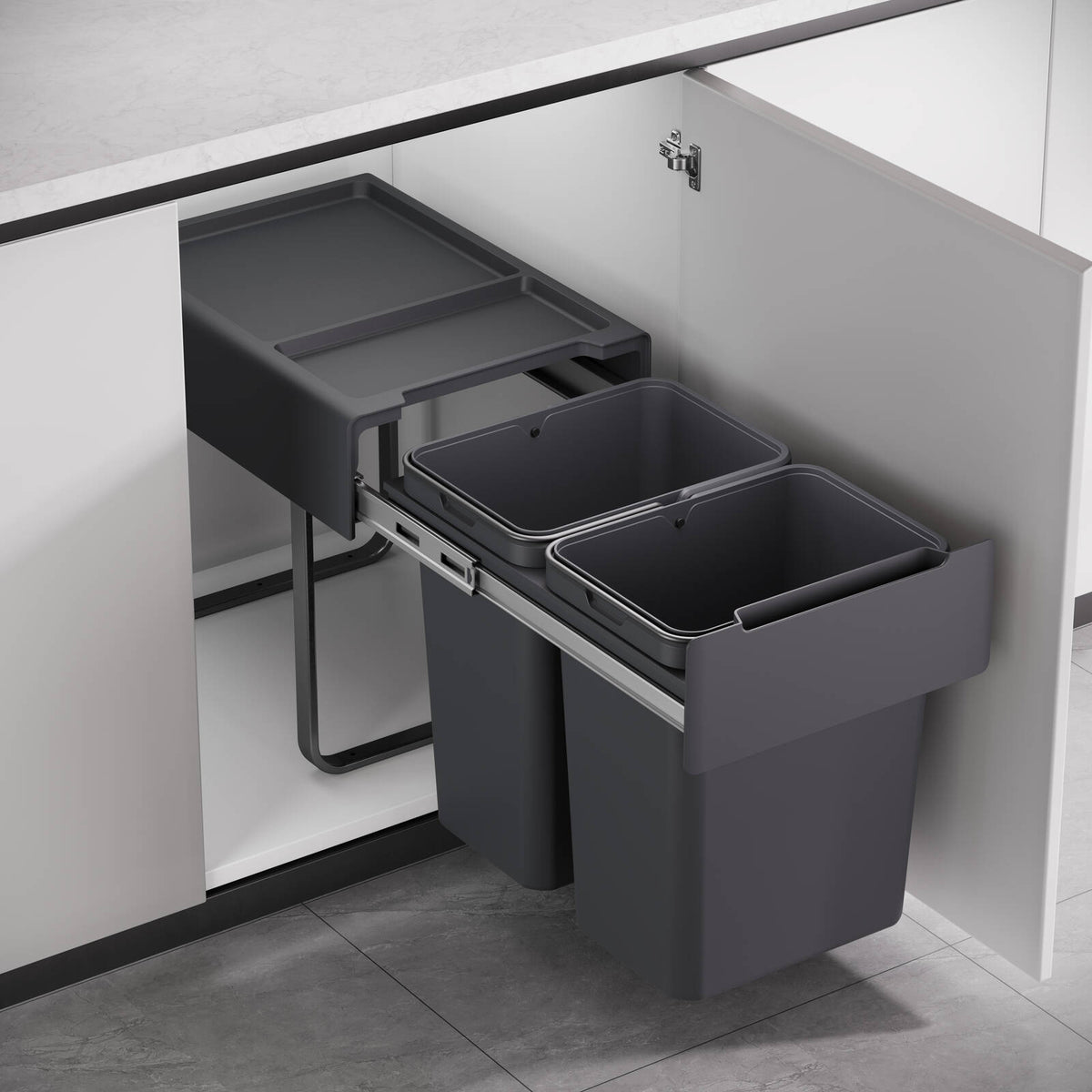 Kaboodle 2 x 20L Base Mount Pullout Bin - to suit minimum 400mm Base Cabinet - Image 2 of 2