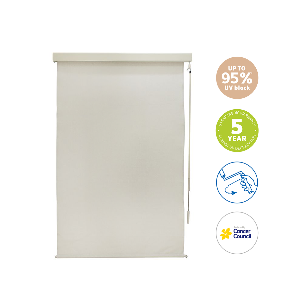 Coolaroo 1.5 x 2.4m Shell Crank Operated Outdoor Blind with Premium Pelmet - Image 6 of 9