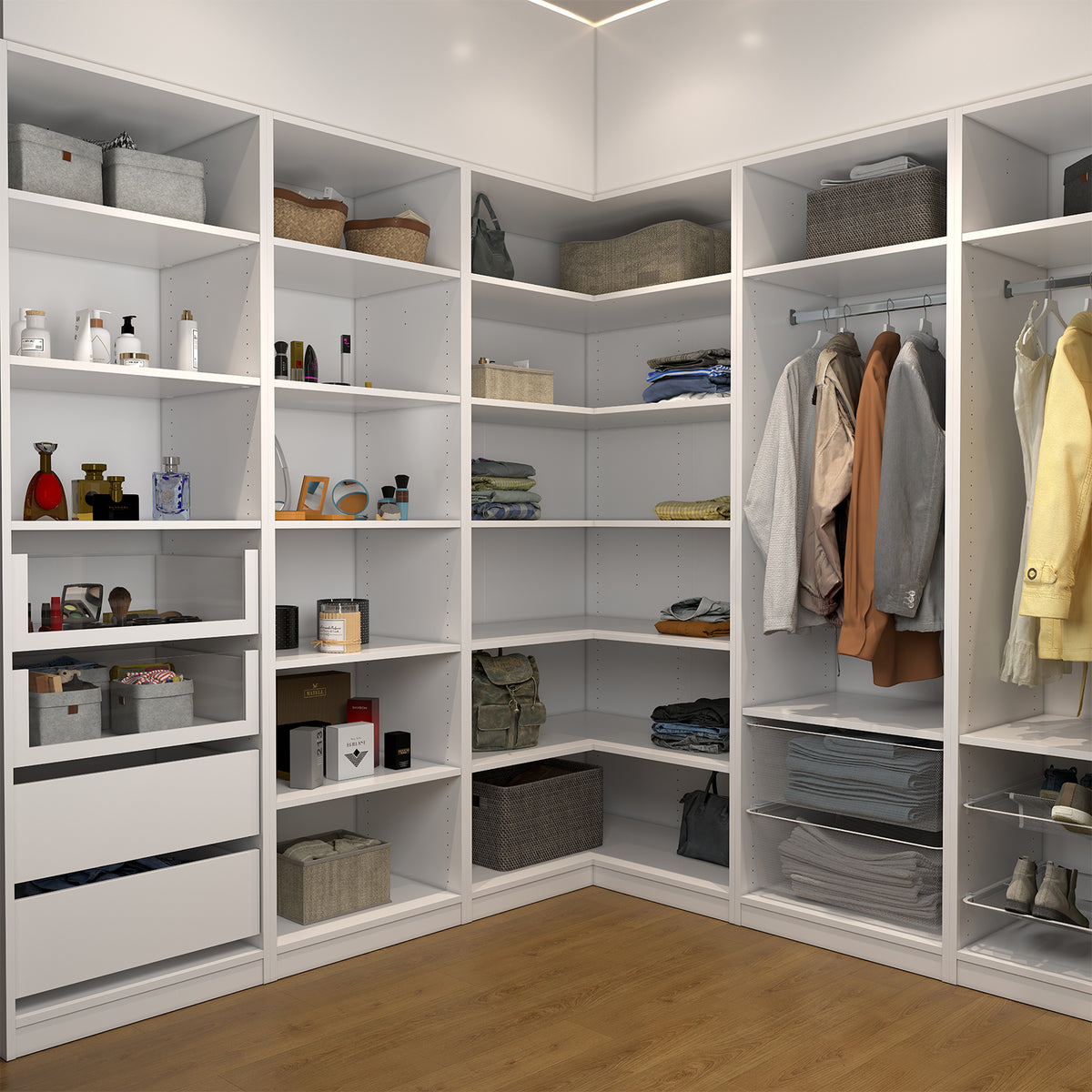 Flexi Storage Wardrobe 606 x 2000 x 480mm White Matte 6 Shelf Unit - Image 3 of 9