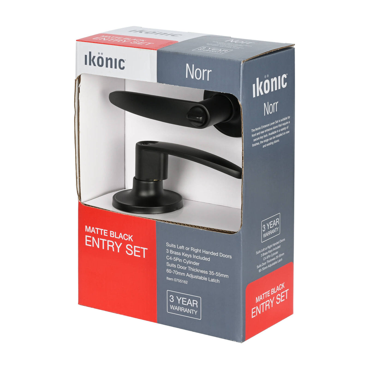 Ikonic Black Matte Norr Entrance Lever Set - Image 8 of 10