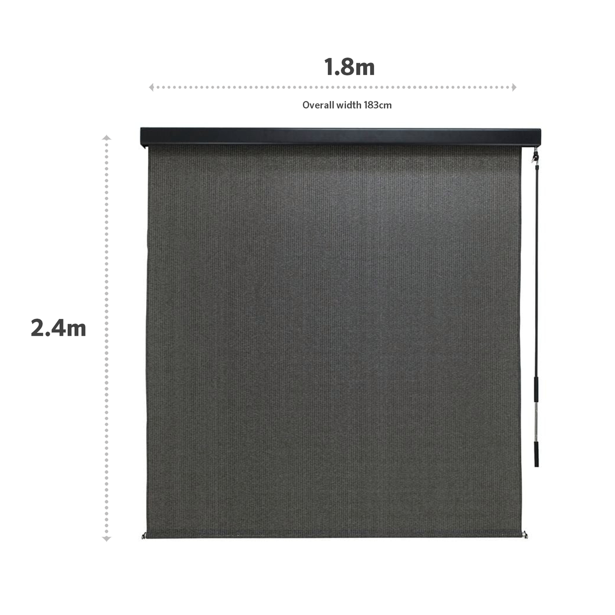 Coolaroo 1.8 x 2.4m Charcoal Crank Operated Outdoor Blind with Premium Pelmet - Image 3 of 10