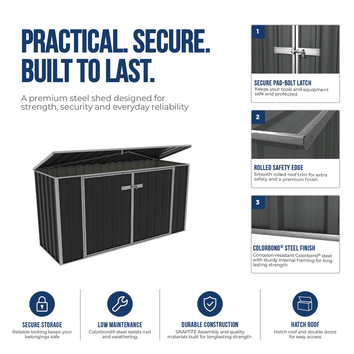 Absco Sheds 2.26 x 0.78 x 1.15m Wheelie Bin Cover - Image 14 of 19
