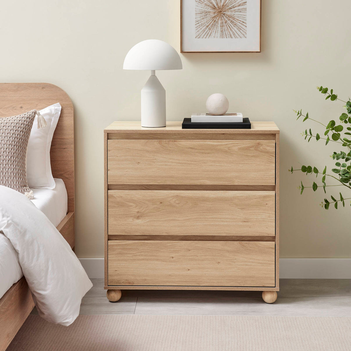 Astin Sinclair 800 x 400 x 800mm Oak Harper 3 Drawer Chest - Image 3 of 7