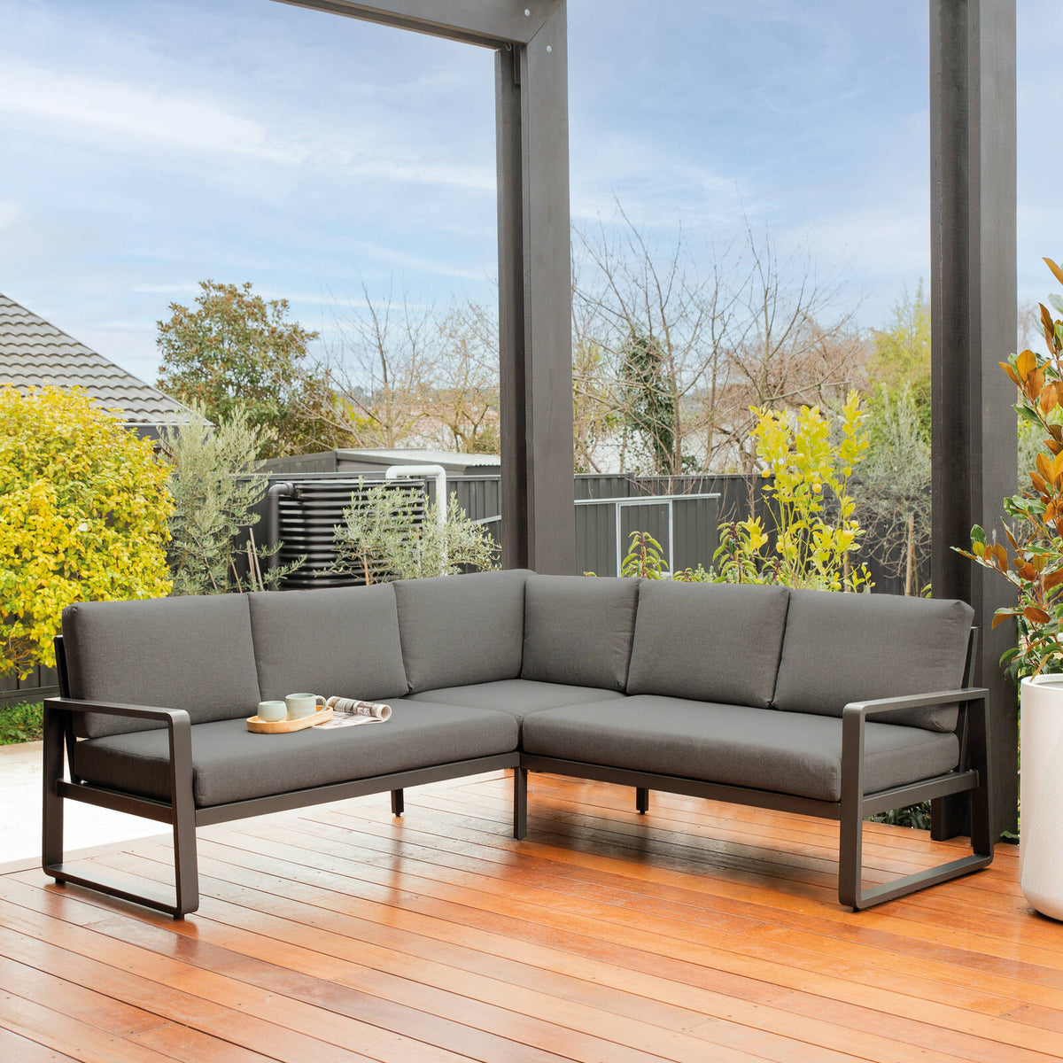 Mimosa Cordoba Aluminium Corner Lounge Charcoal - Image 1 of 4