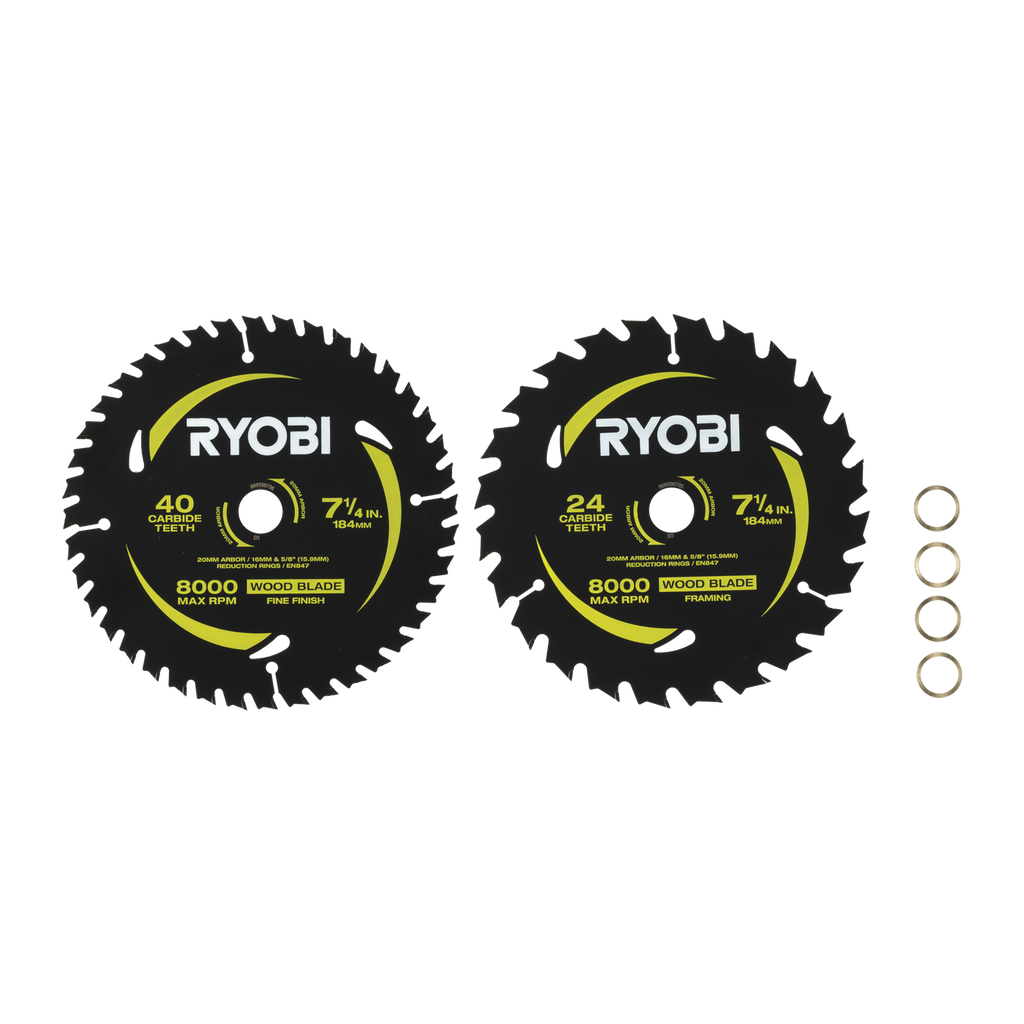 Ryobi 184mm 24T &amp; 40T Circular Saw Blade - 2 Pack - Image 1 of 8