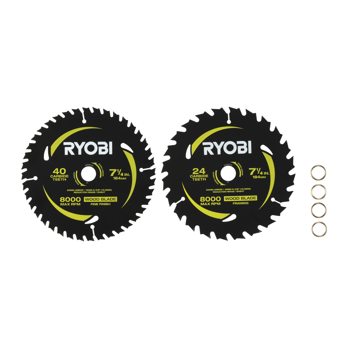 Ryobi 184mm 24T &amp; 40T Circular Saw Blade - 2 Pack - Image 1 of 8