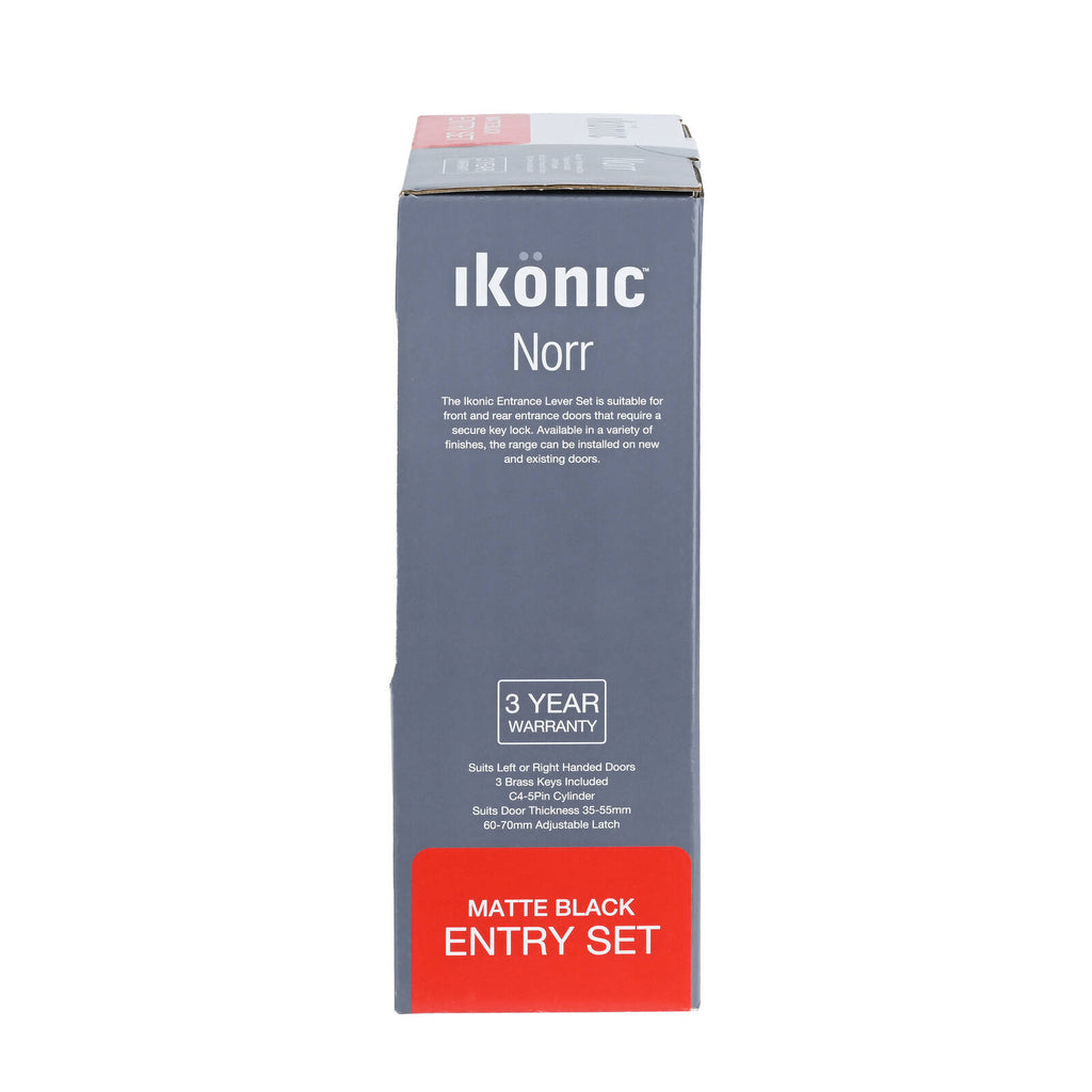 Ikonic Black Matte Norr Entrance Lever Set - Image 9 of 10