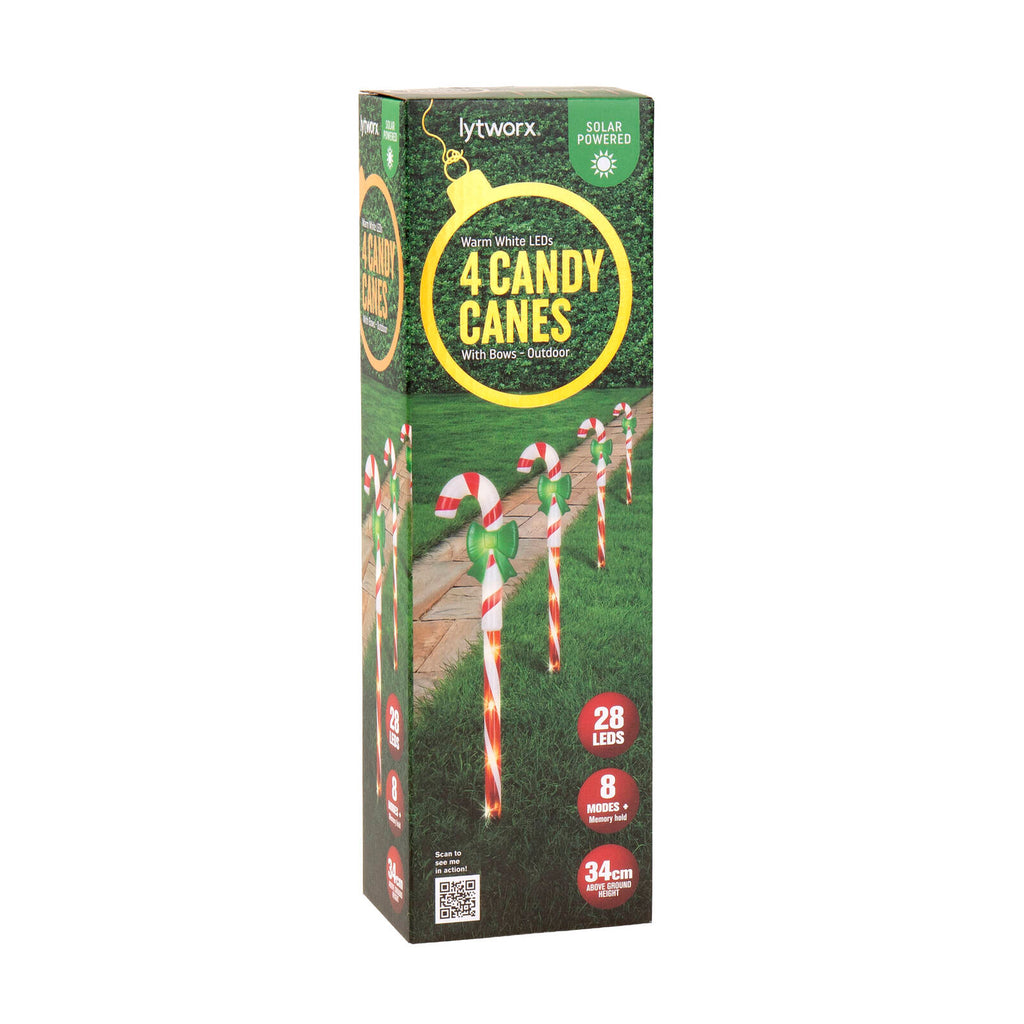Lytworx Solar Candy Canes with Bows - 4 Pack - Image 1 of 2