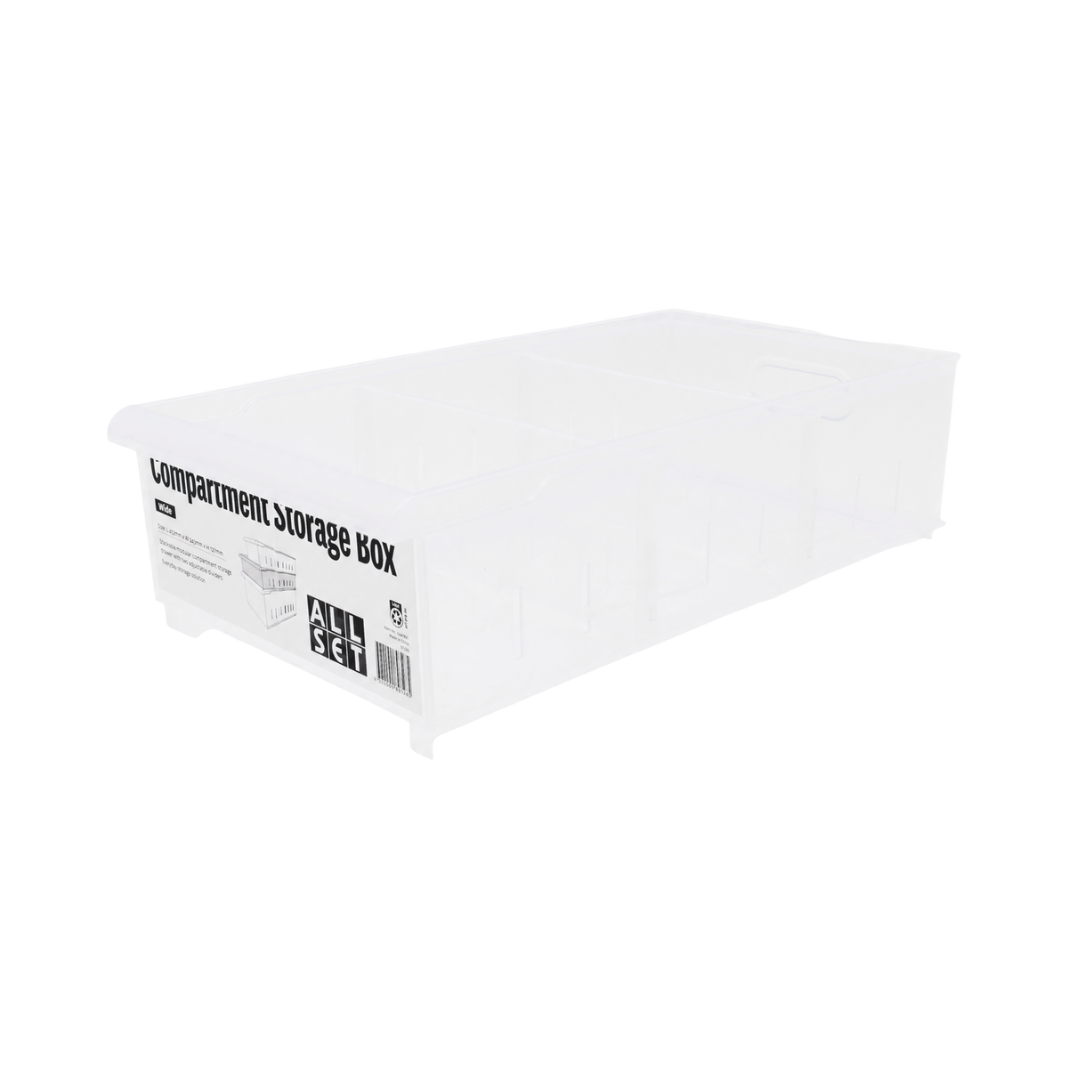 All Set Clear Wide Compartment Box With Two Dividers - Image 1 of 6